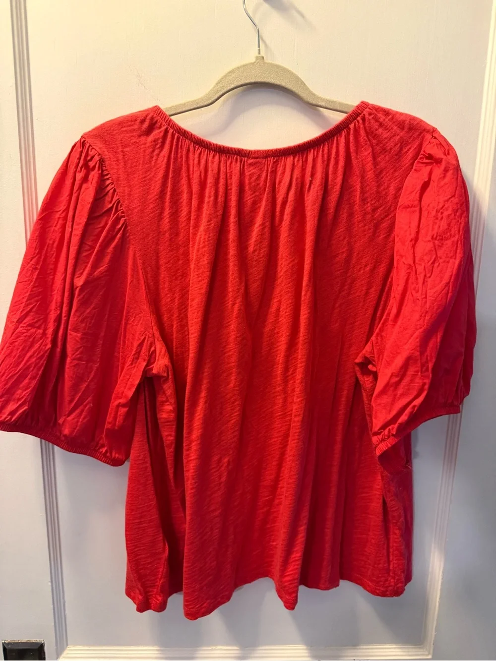 Old Navy Red Puff Sleeve Peasant Blouse